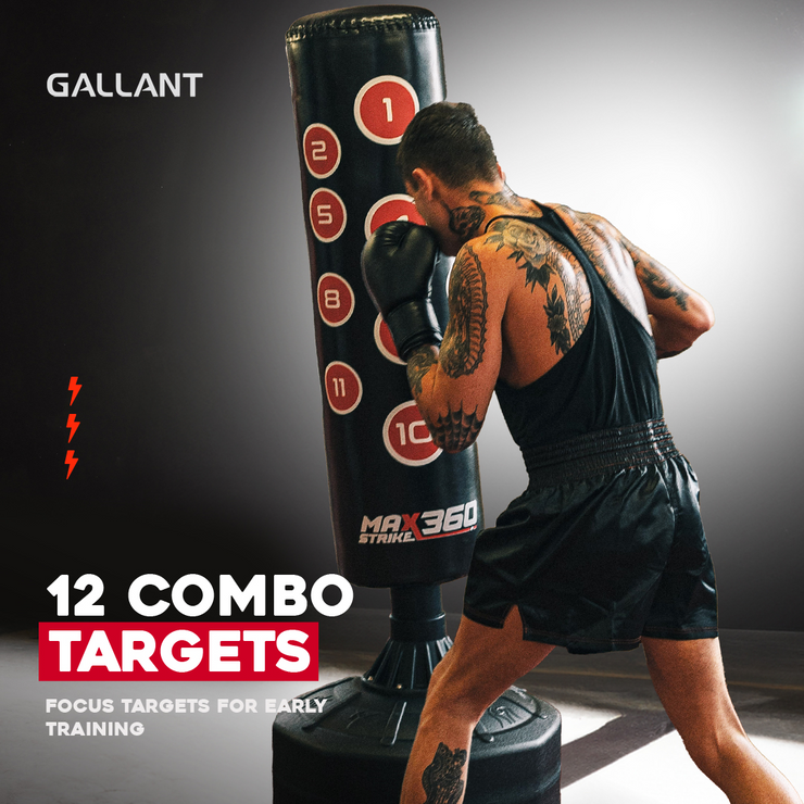 6ft Punch Bag With Rain Cover & Gloves Combo Set 12-Combo Targets.