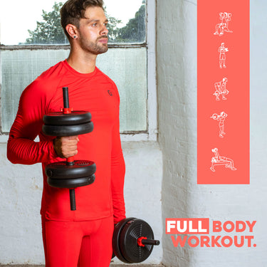 20kg Adjustable Dumbbell and Barbell Set Full Body Workout.