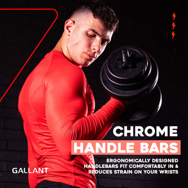 20kg Vinyl Dumbbell Set Free Hand Weights Adjustable, Chrome handle bars.