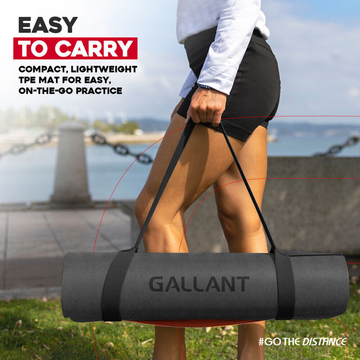 TPE Yoga Mat Non-Slip Alignment Lines Designee with Carry Straps Easy To Carry  Product.