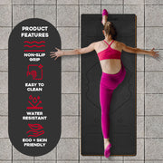 TPE Yoga Mat Non-Slip Alignment Lines Designee with Carry Straps Product Feature Details.