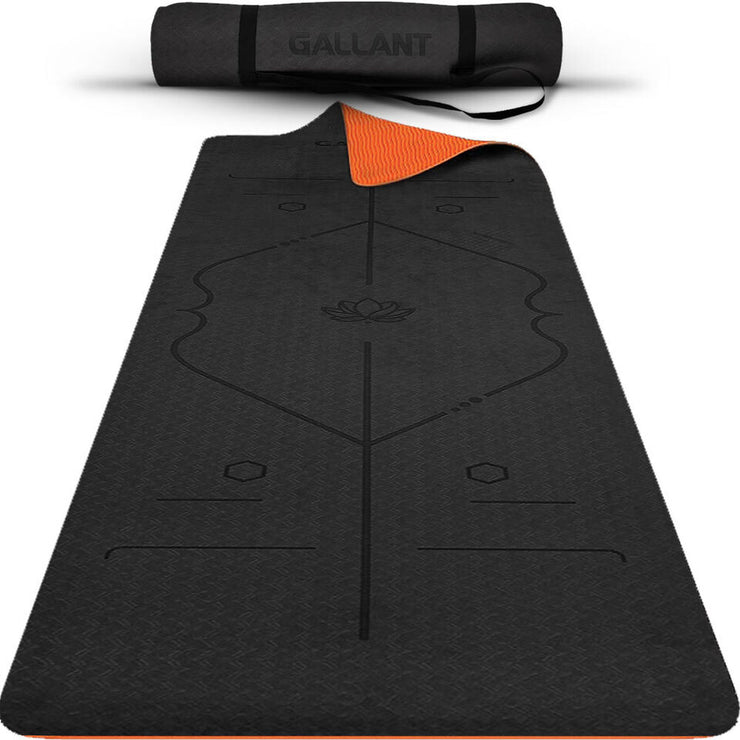TPE Yoga Mat Non-Slip Alignment Lines Designee with Carry Straps Main IMG.